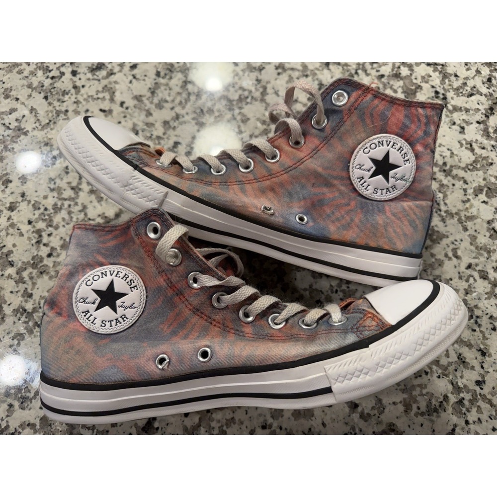 Converse Chuck Taylor All Star Hi Tie Dye Blue Red Coral Mens 9 Womens 11 Rare